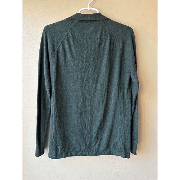 01 Algo Forest Green Men's Wool Blend Quarter Zip Size Small - Picture 2 of 2